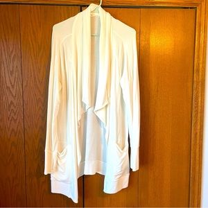 Athleta Pranayama Wrap Ivory White Draped Open-Front Cardigan